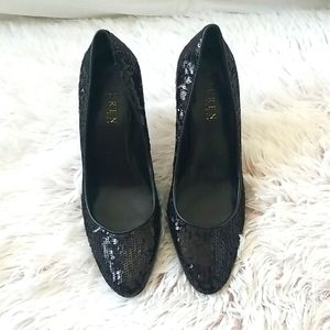 Black sequins dress heels